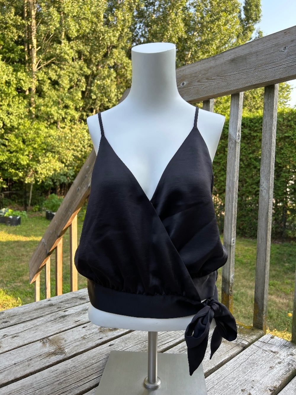 Scotch & Soda Black Satin Wrap Tie-Front Cami